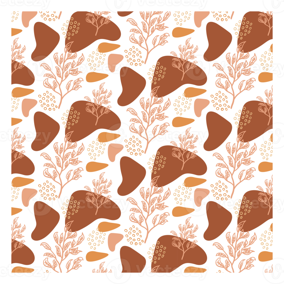 Boho Blob Shape and Floral Seamless Pattern png