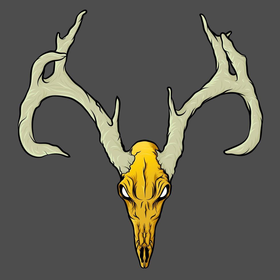 Deer skull element illustration. Fit for apparel, merchandise, poster. Hand drawing design of skull. Vector eps 10.