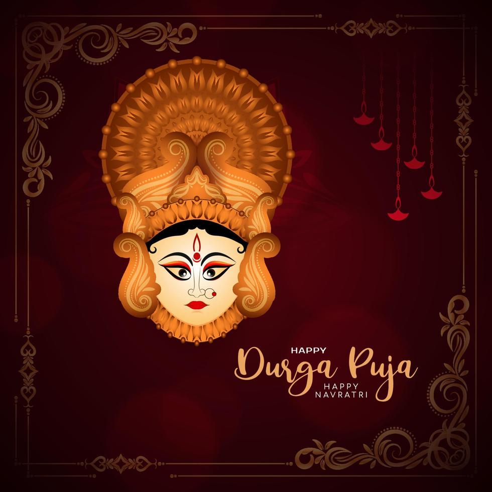 feliz navratri y durga puja fondo de tarjeta de festival tradicional hindú vector