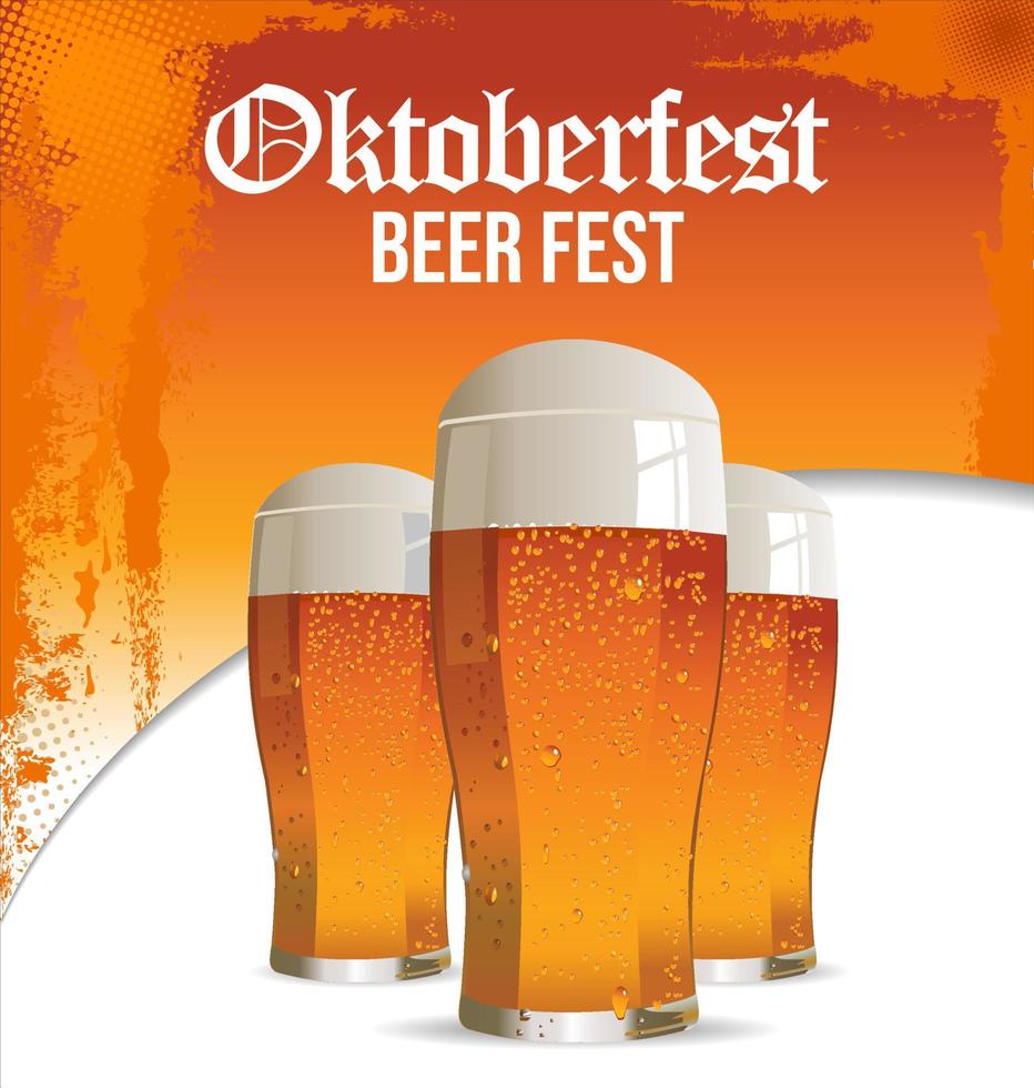 Oktoberfest beer glasses abstract retro background vector