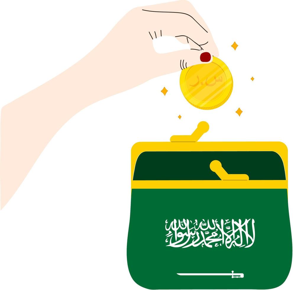 Saudi Arabia hand drawn flag,Saudi Riyal hand drawn vector