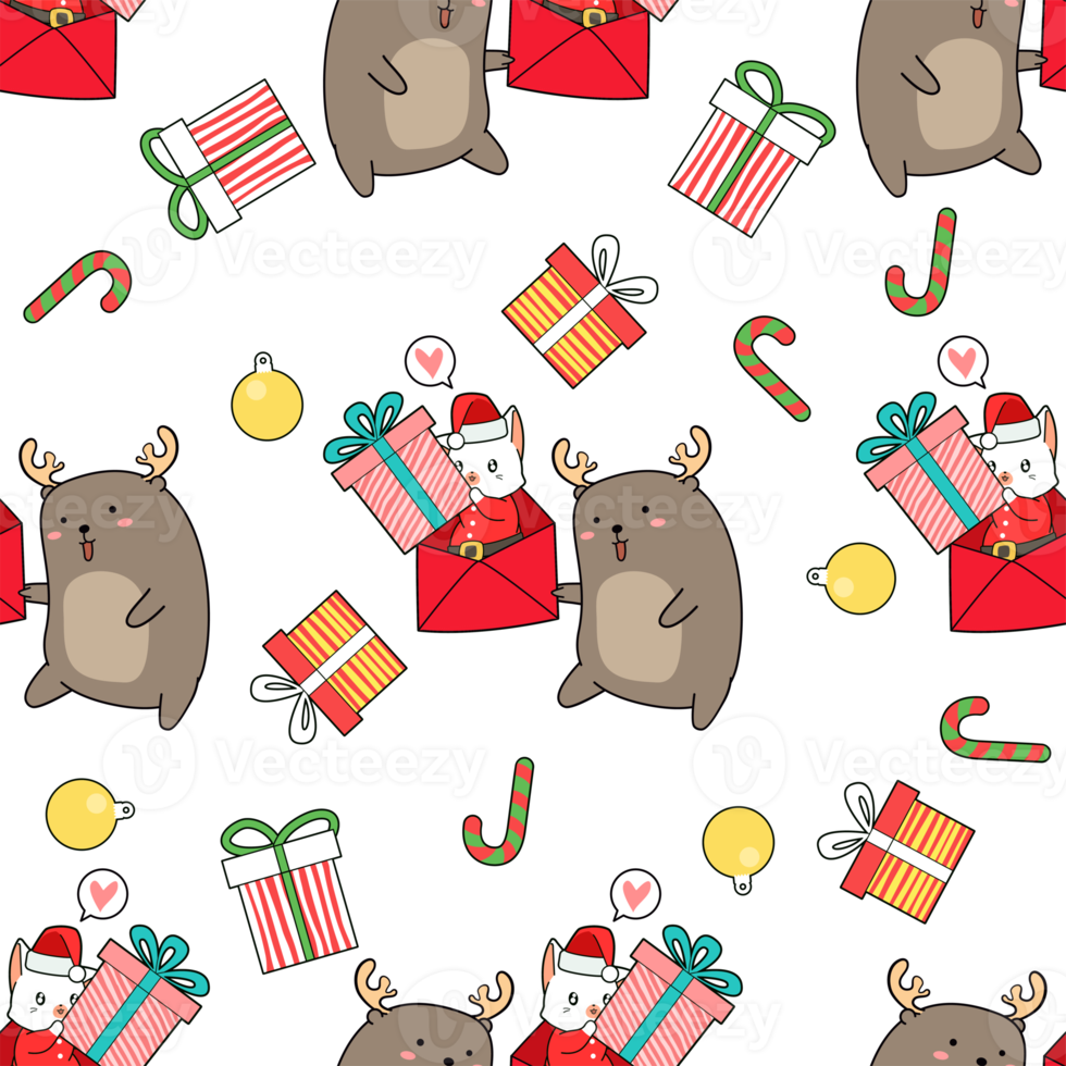 Christmas animal cartoon pattern png