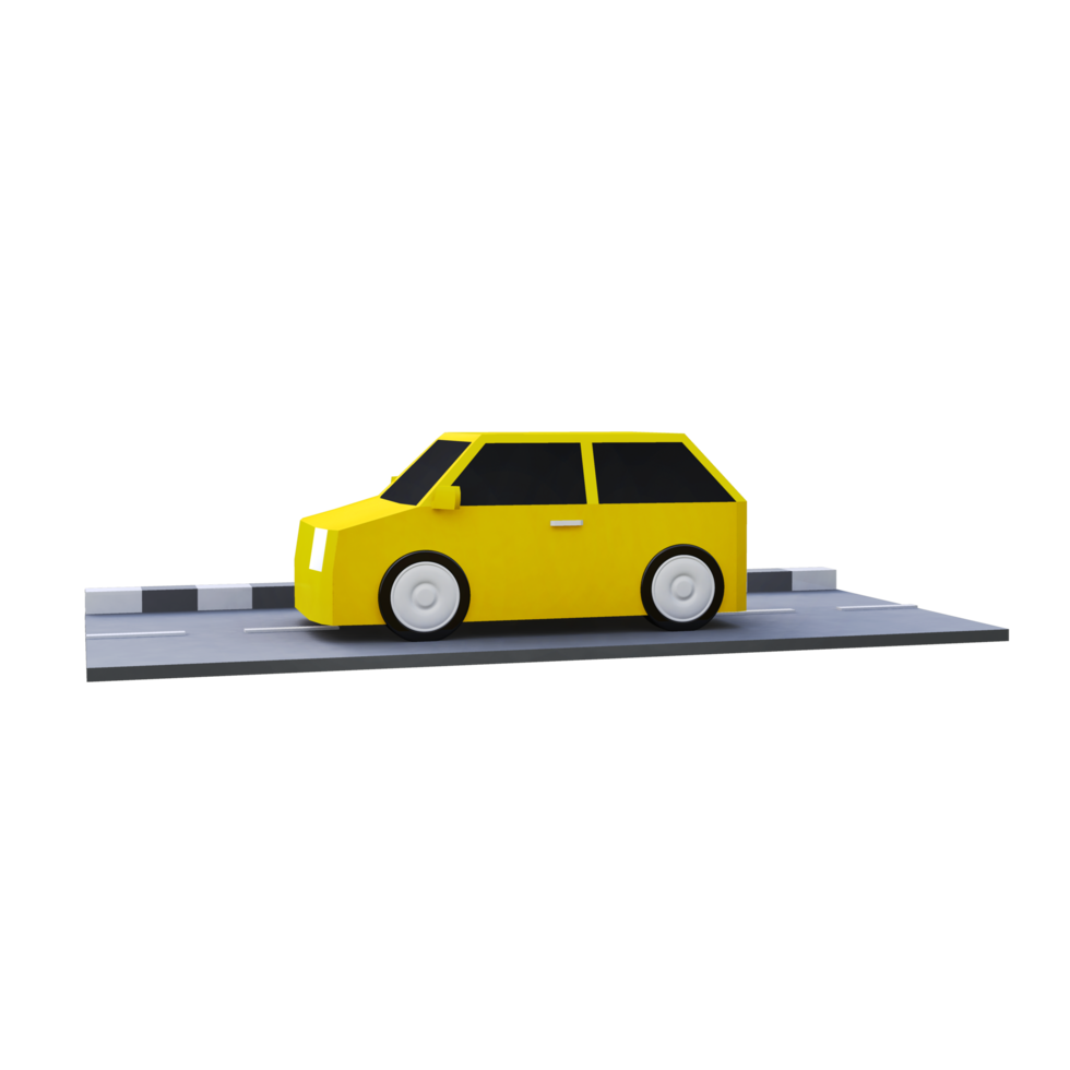 coche 3d con color amarillo png
