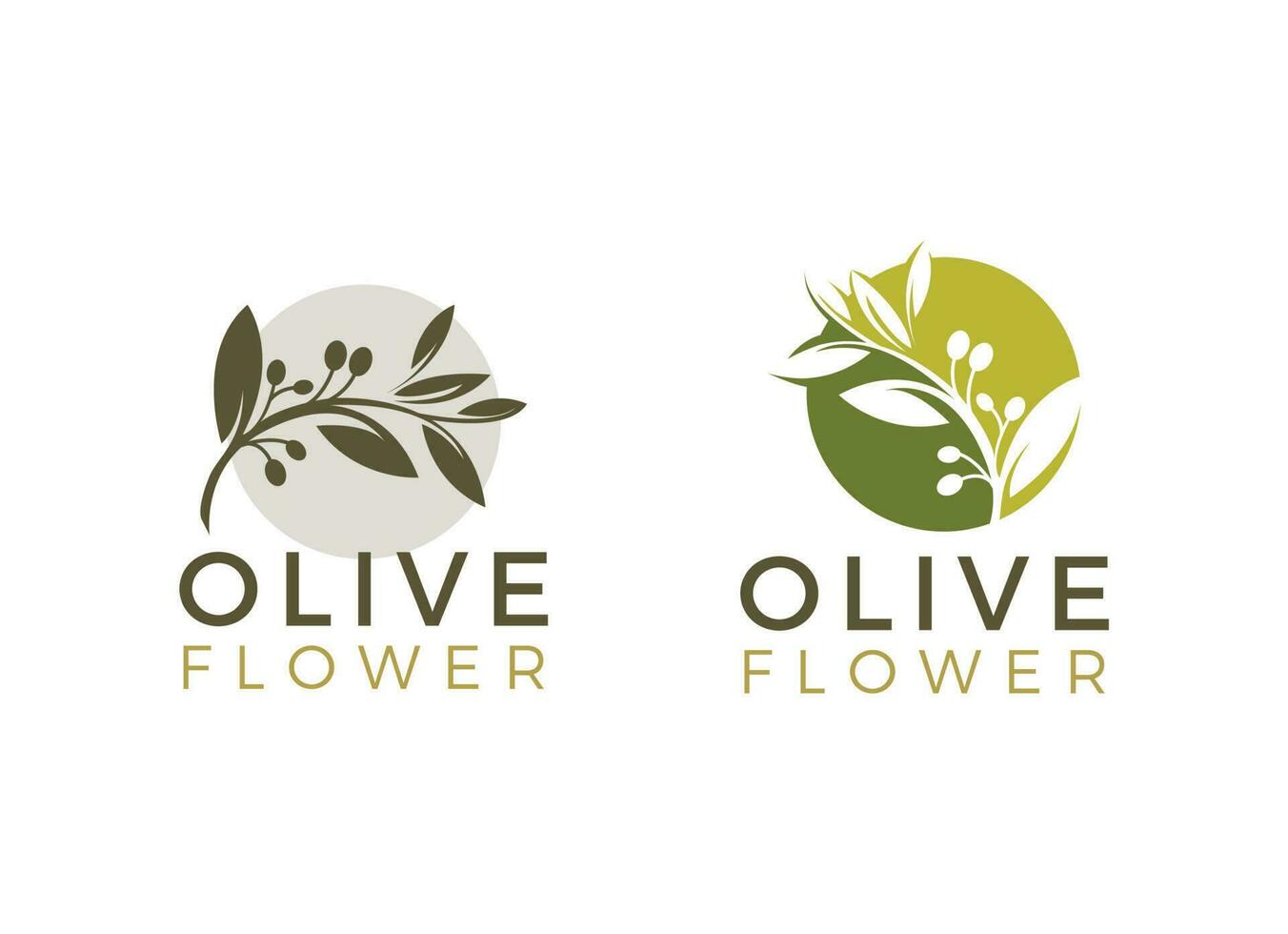 Nature herbal olive oil plant, olive leaf flower logo design vector