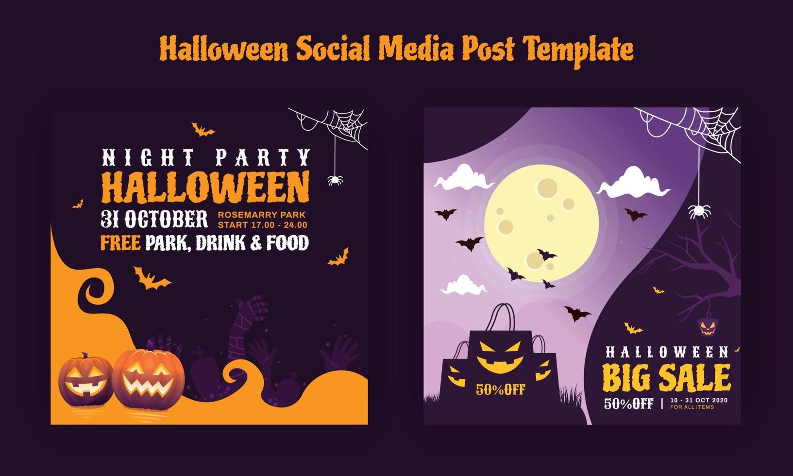 Happy Halloween concept social media post template. Vector illustration. Template social media post. Perfect for social media posts, background, and web banner internet ads.