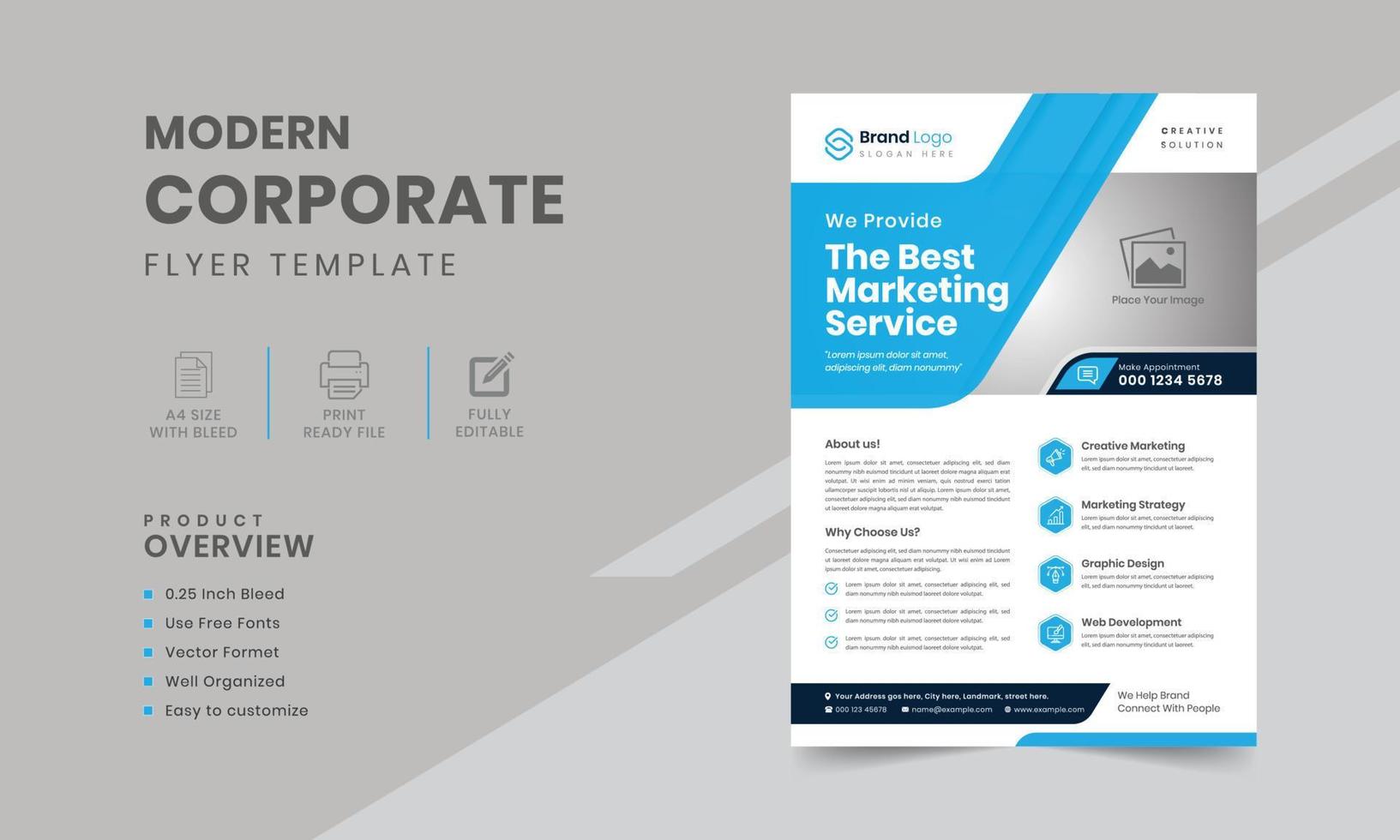 Corporate business flyer design with a4 size editable flyer template vector