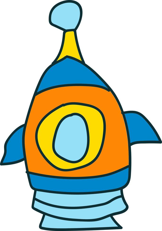 cartoon spaceship. UFO vector flying saucer, spaceship and rocket.