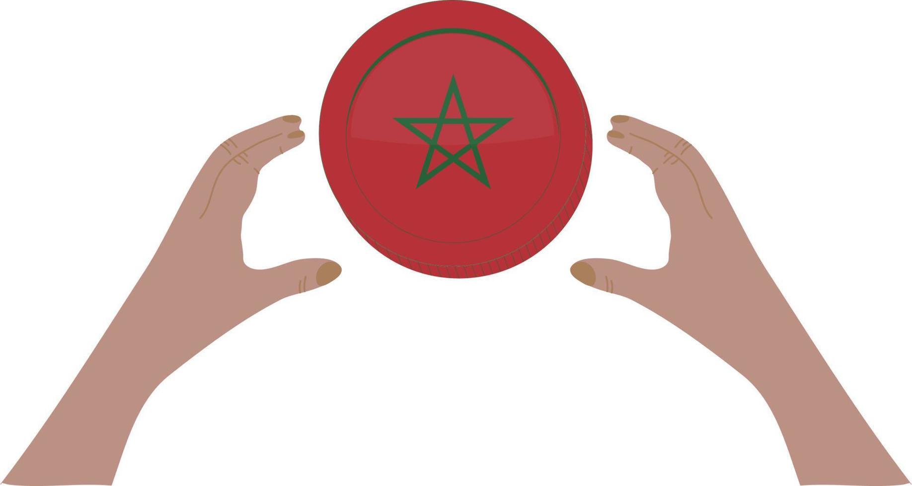 Moroccan hand drawn flag, Moroccan dirham  hand drawn vector