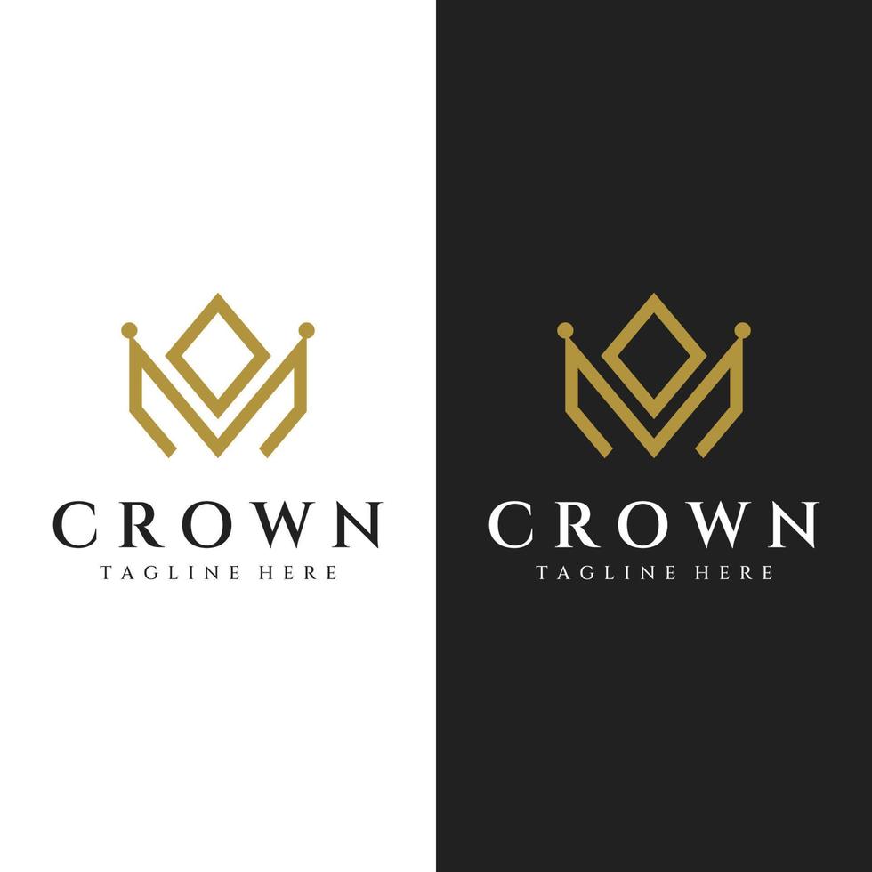 diseño de plantilla de logotipo abstracto de corona de lujo real.corona con monograma, con líneas elegantes y minimalistas aisladas en el fondo. vector