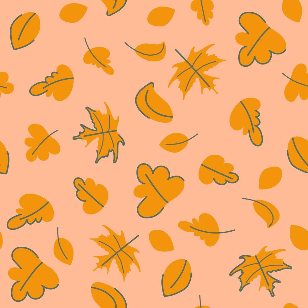 Autumn leaves seamless pattern childish vector illustration