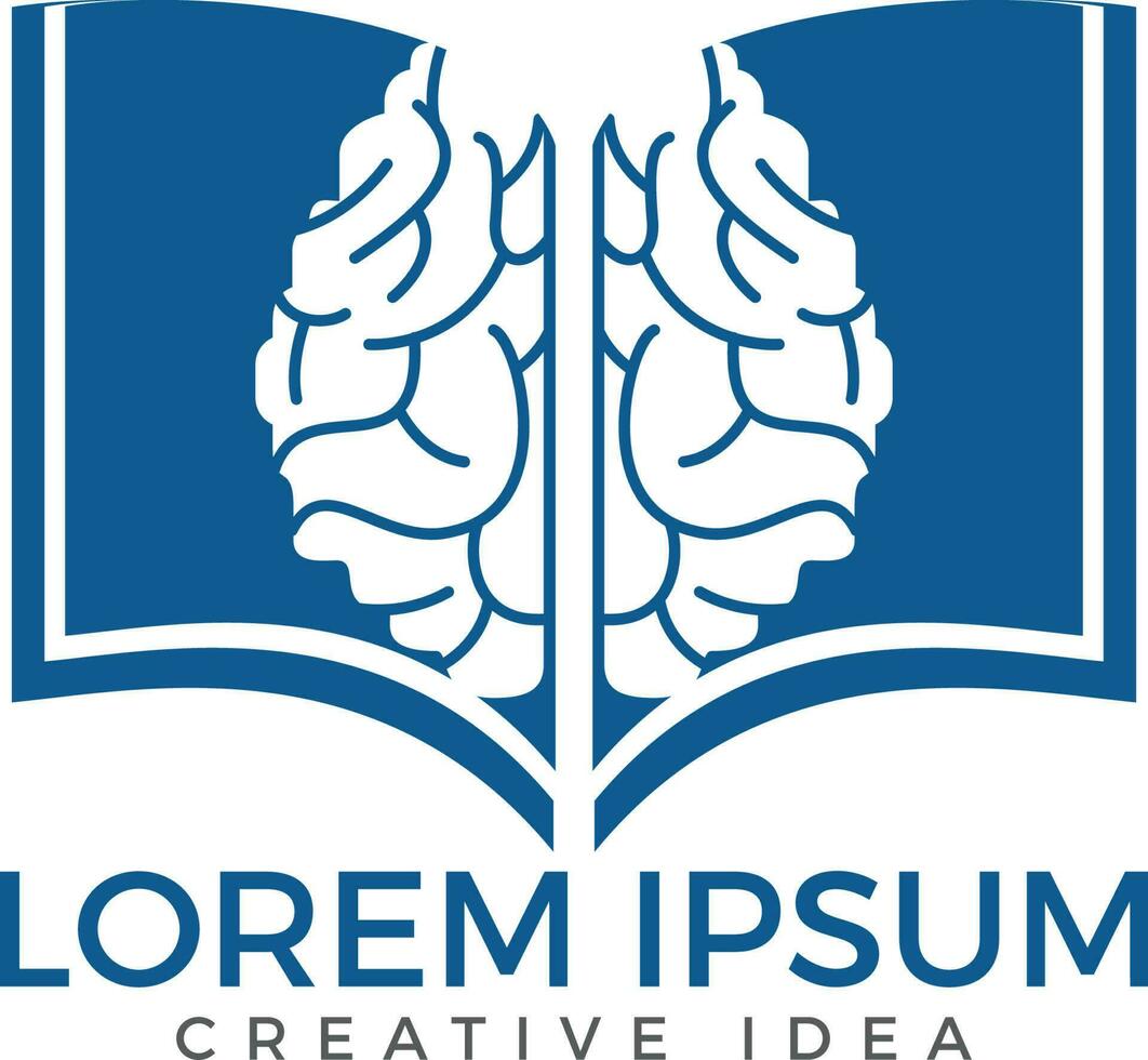 Book brain logo design. Educational and institutional logo design. vector