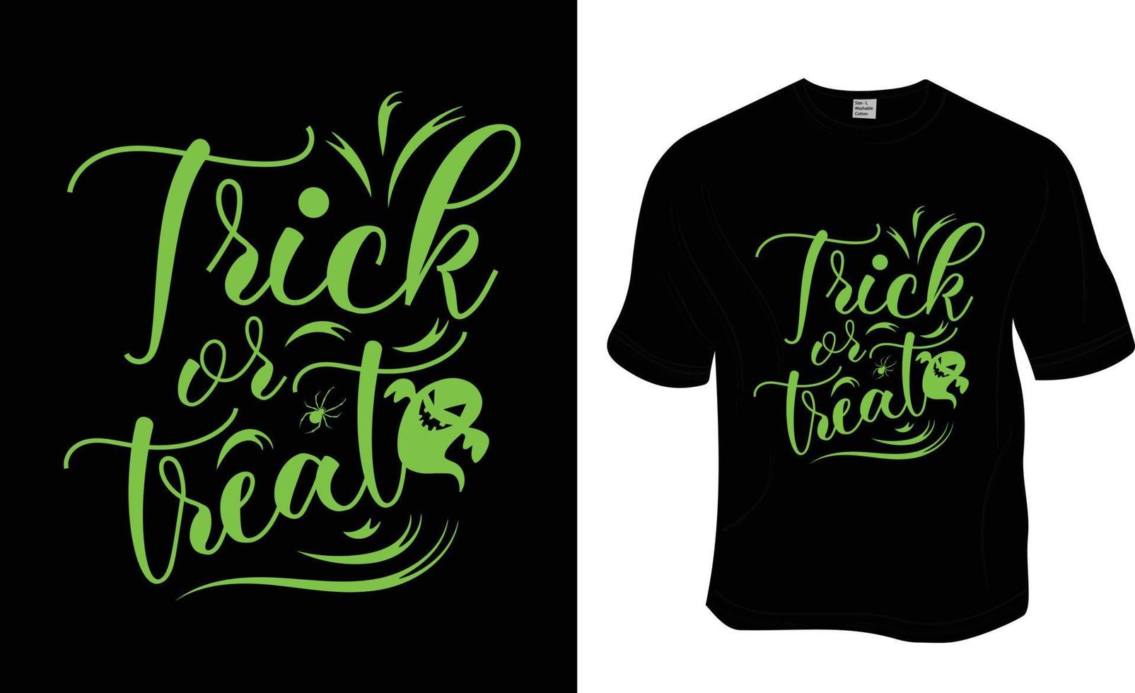 Trick or treat, Halloween t-shirt design.  Ready to print for apparel, poster, and illustration. Modern, simple, lettering t-shirt vector. vector