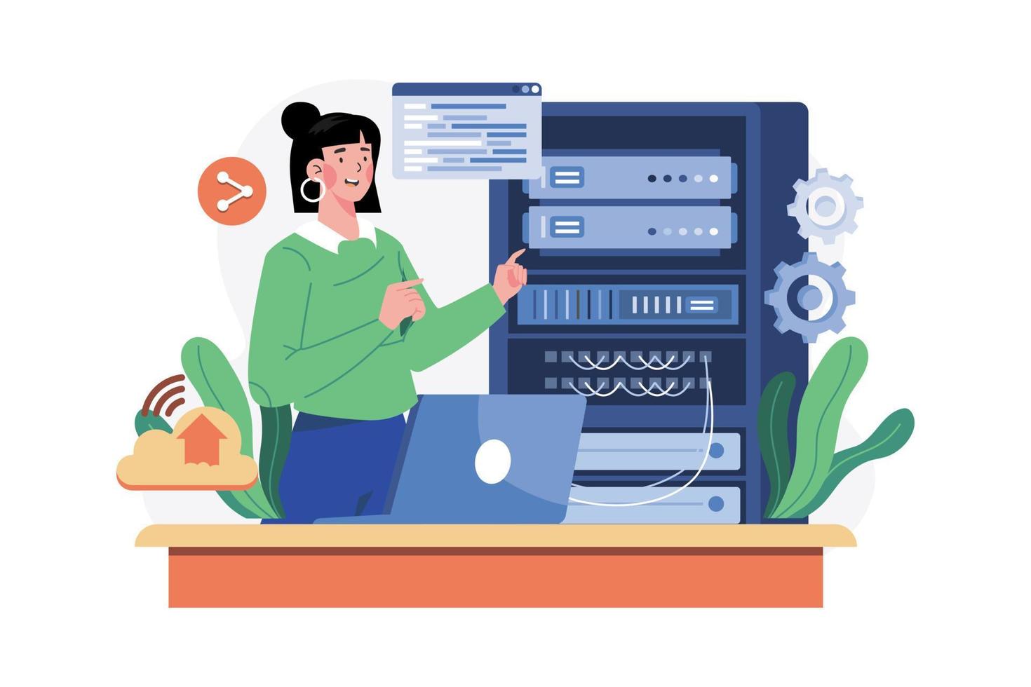 Server Maintenance Illustration concept on white background vector