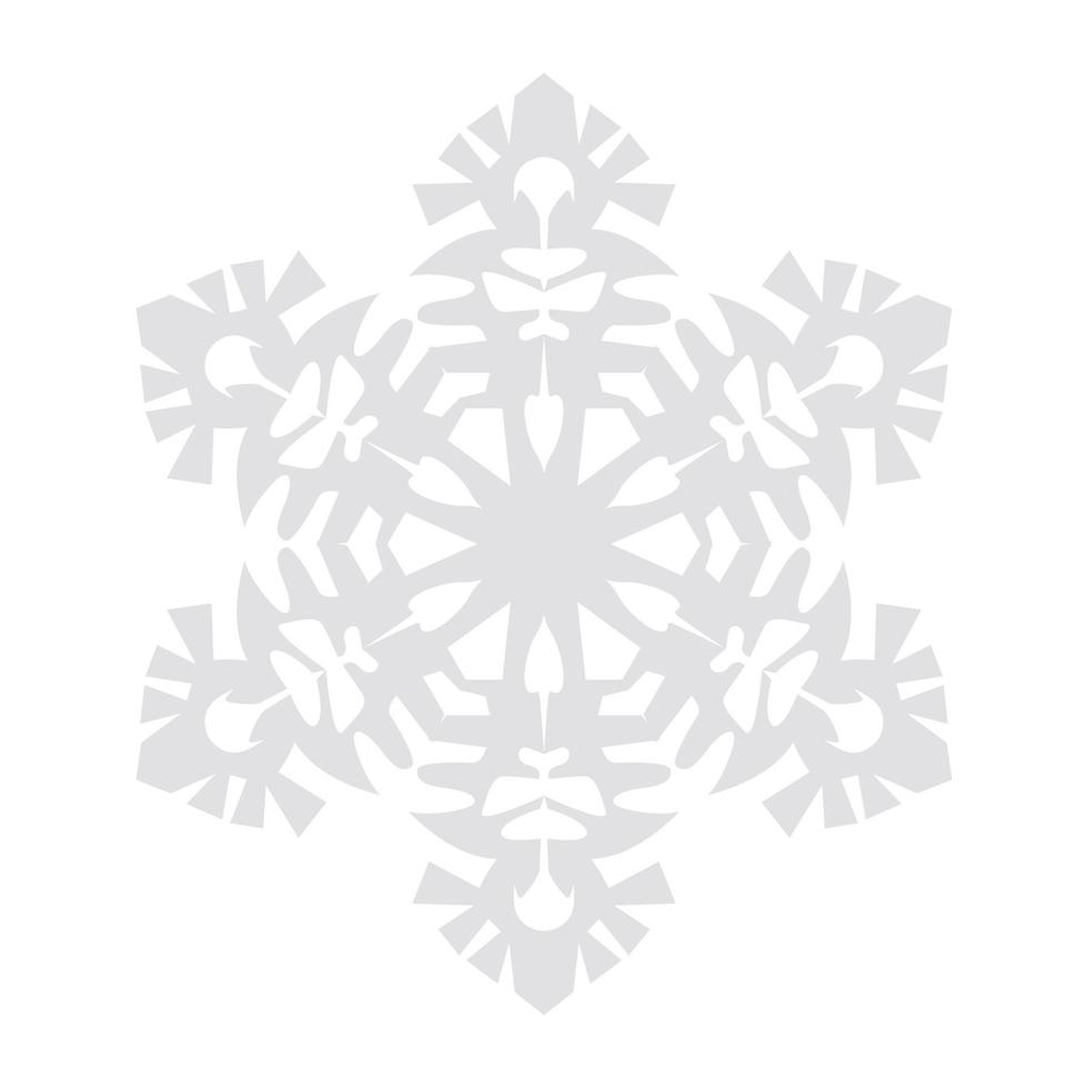 gráficos vectoriales de copos de nieve sobre un fondo blanco cortados de papel, 6 rayos. vector