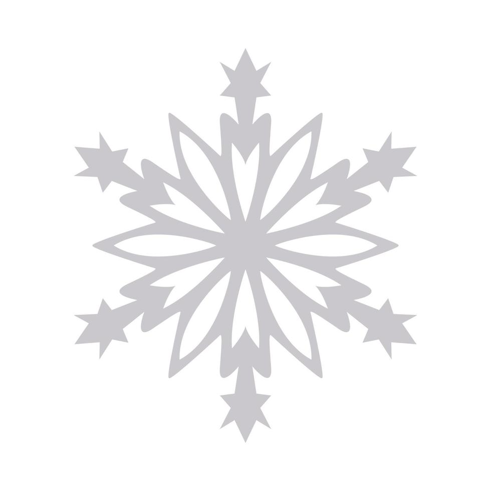Snowflake vector graphics on a white background cut out of paper , 6 rays.