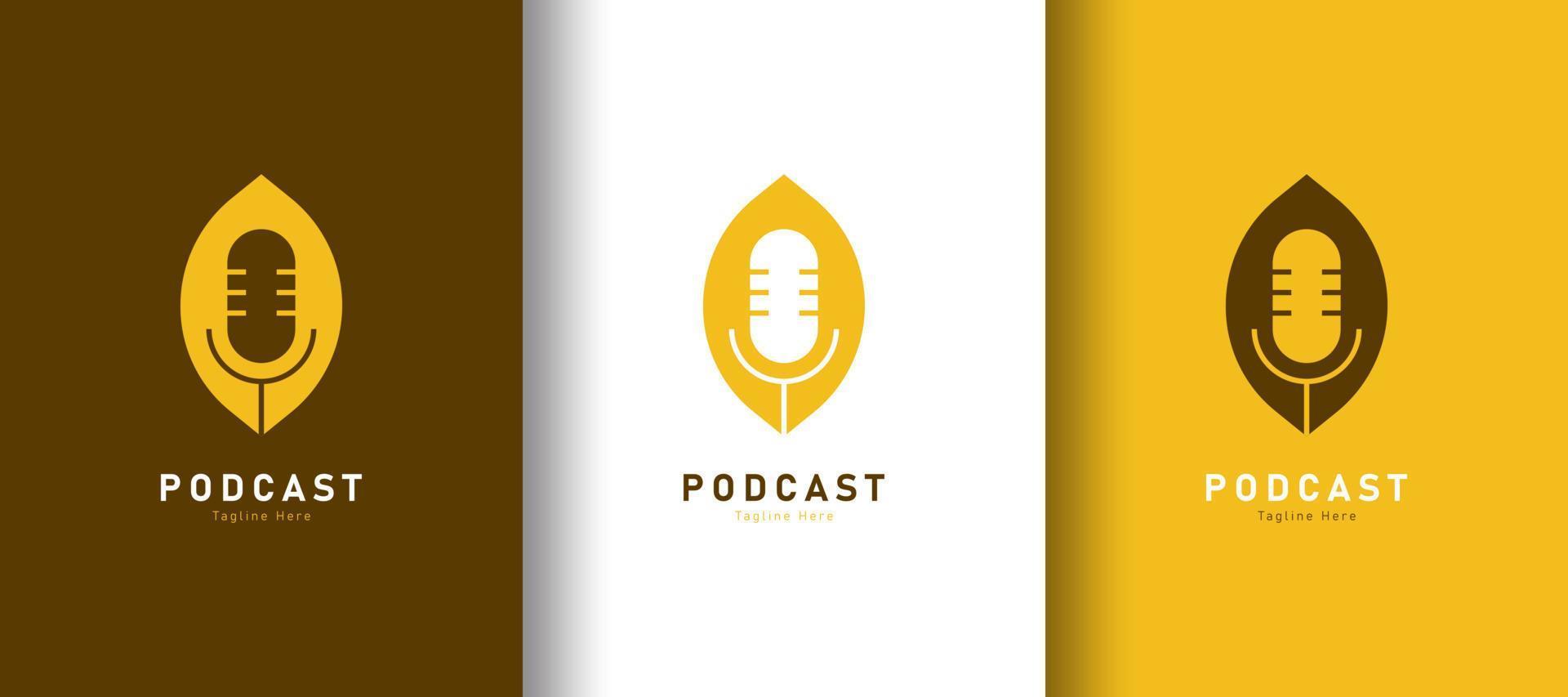 logotipo de podcast detallado sobre fondo de diferentes colores vector