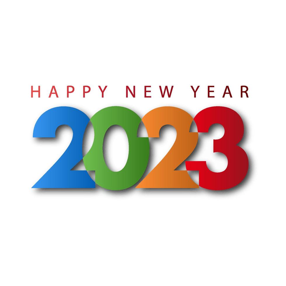 2023 texto colorido. feliz año nuevo 2023. adecuado para saludos, invitaciones, pancartas o diseño de fondo de 2023. ilustración de diseño vectorial vector