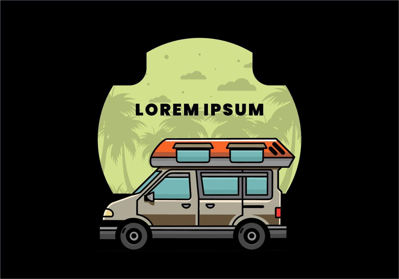 Van camper illustration badge design vector