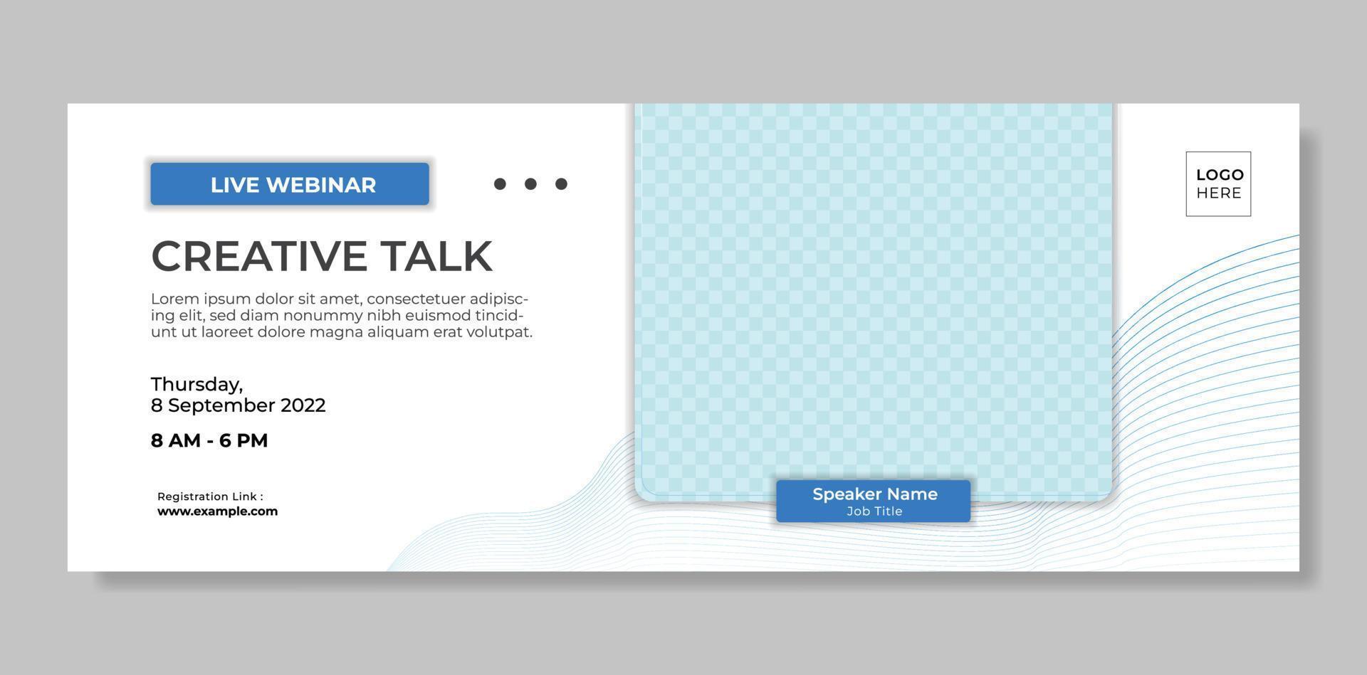 Live Webinar Horizontal Banner with White and Blue Background vector
