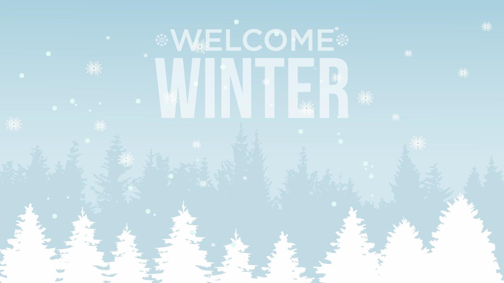 Welcome Winter Title in Snow Background Vector Illustration