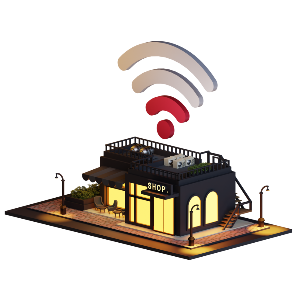 signal wifi de construction de magasin intelligent 3d png