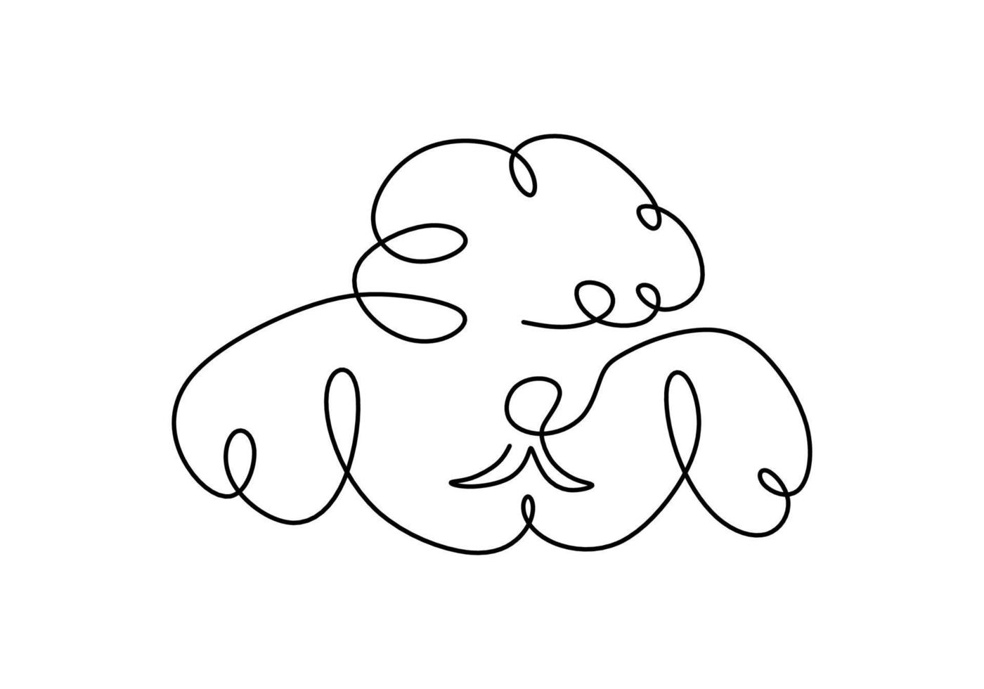 One continuous single line of dog head for international dog day vector