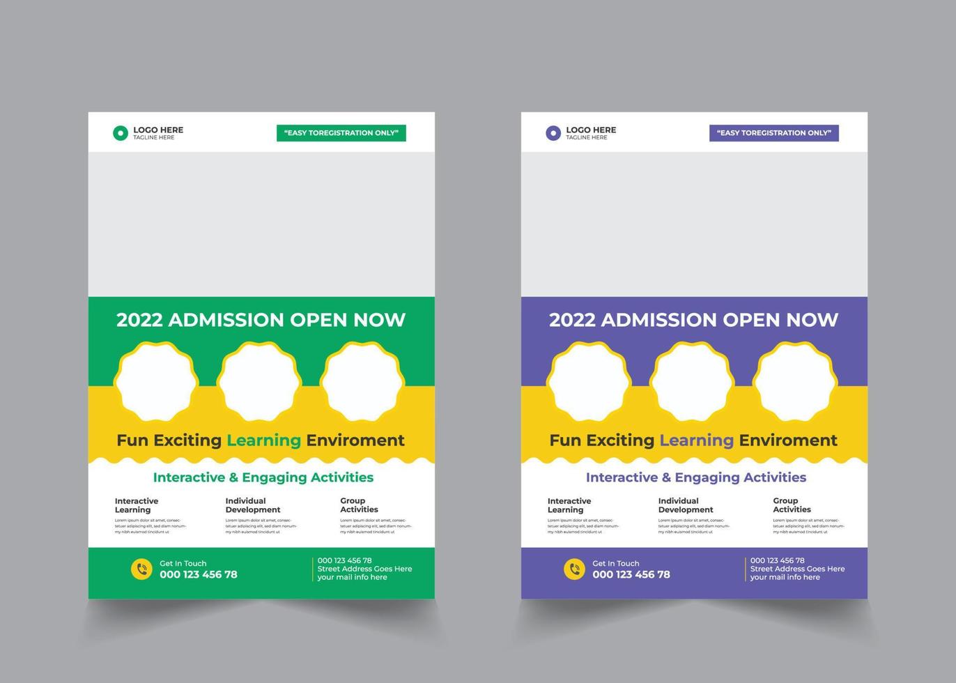 School admission flyer design set. back to school flyer design set. Back to school admission flyer. school admission template for flyer design. vector illustration.