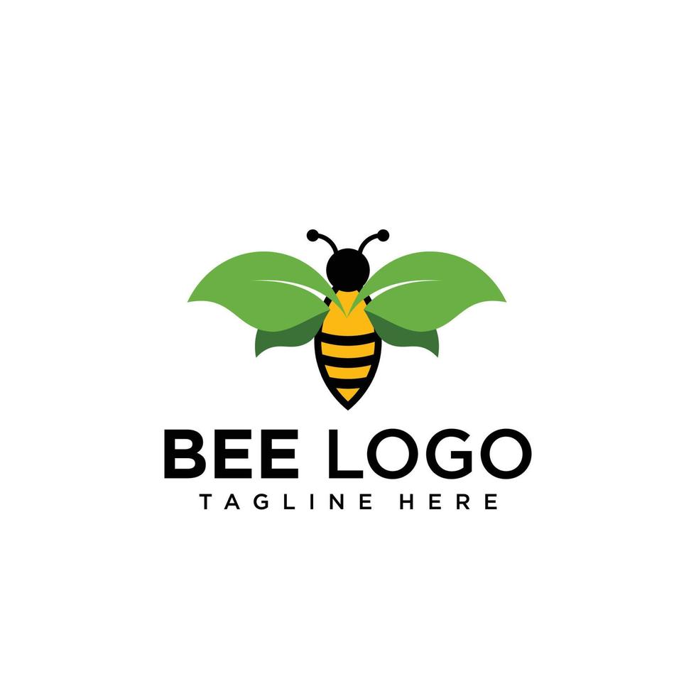 Honey bee leaf logo design vector