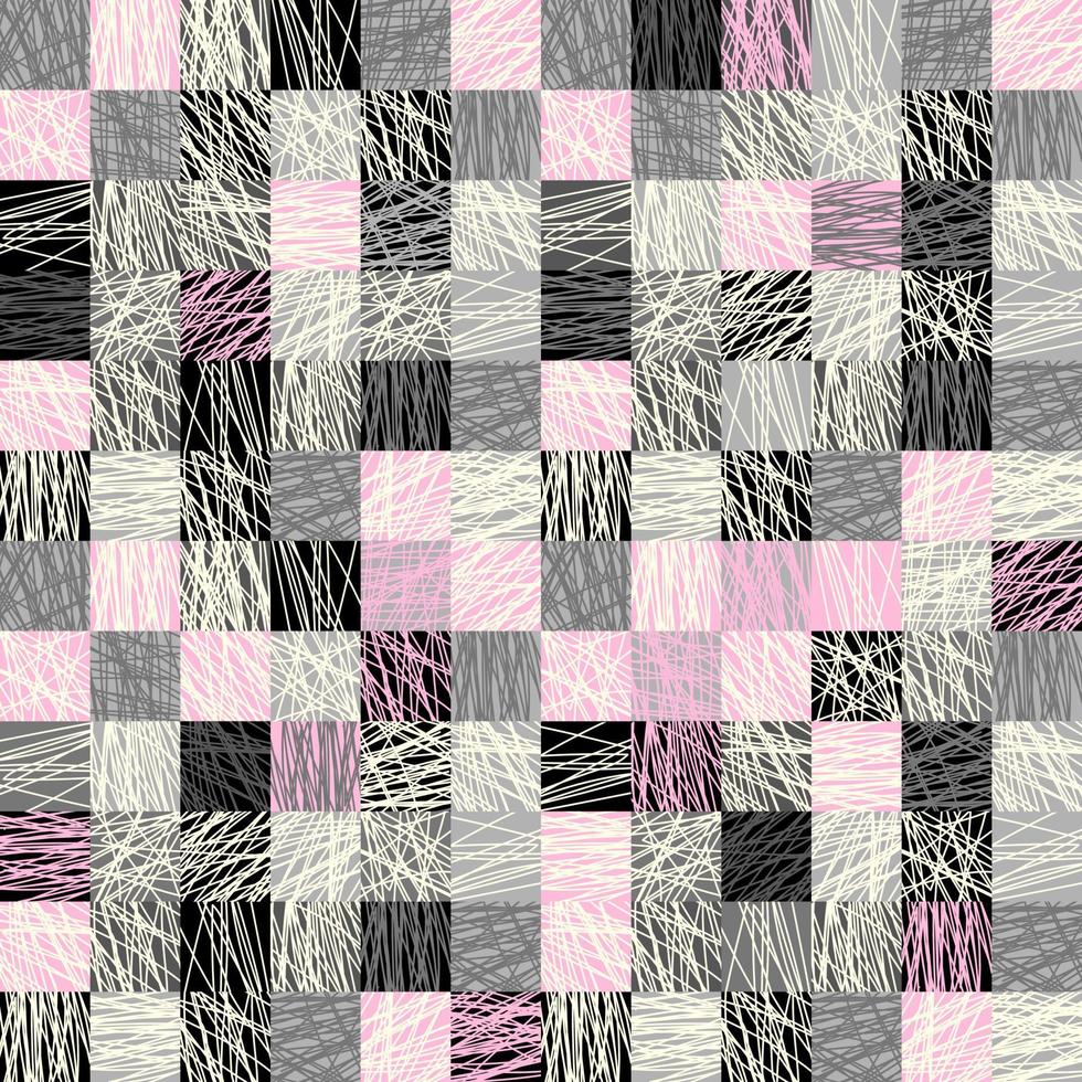 Seamless vector pattern with a linear check in pink and gray currents. Pattern for printing on fabric for plaits, blankets, pastel linen.