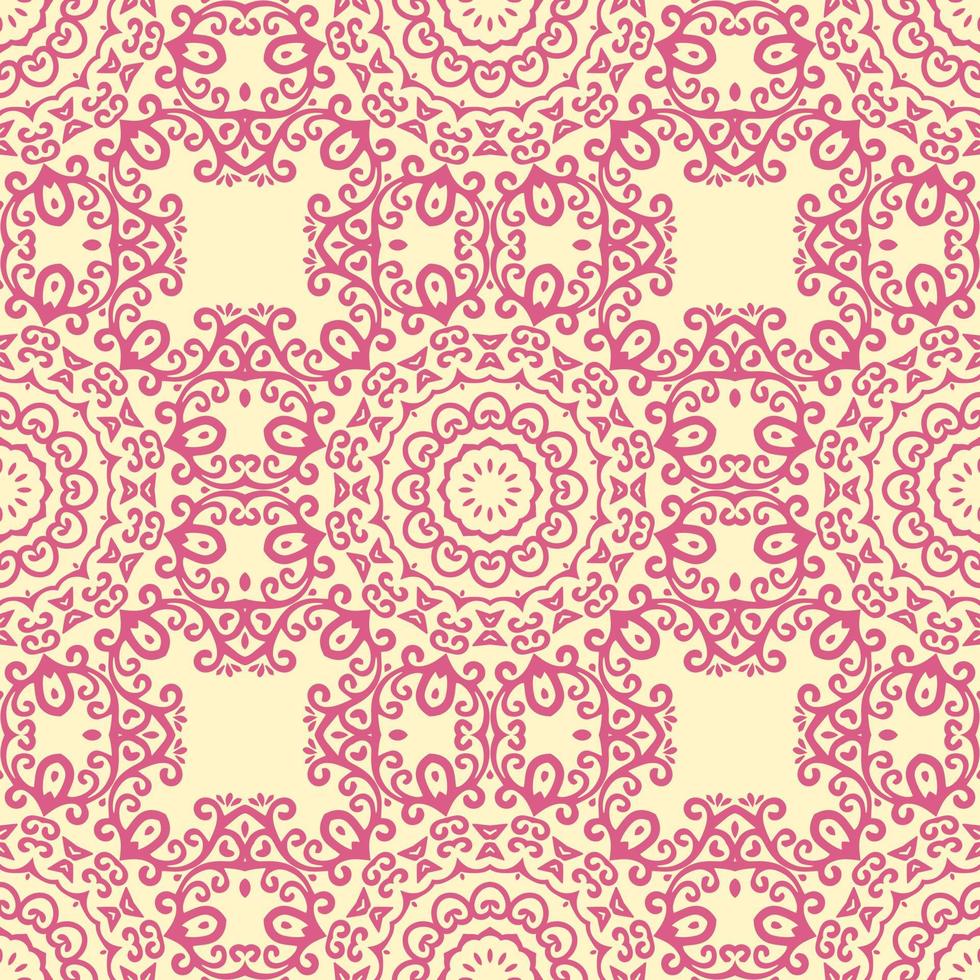 Floral seamless pattern with Mandala.Ethnic tiled ornament. Geometric print design. Vintage repeated background texture.Ceramic tiles texture. vector