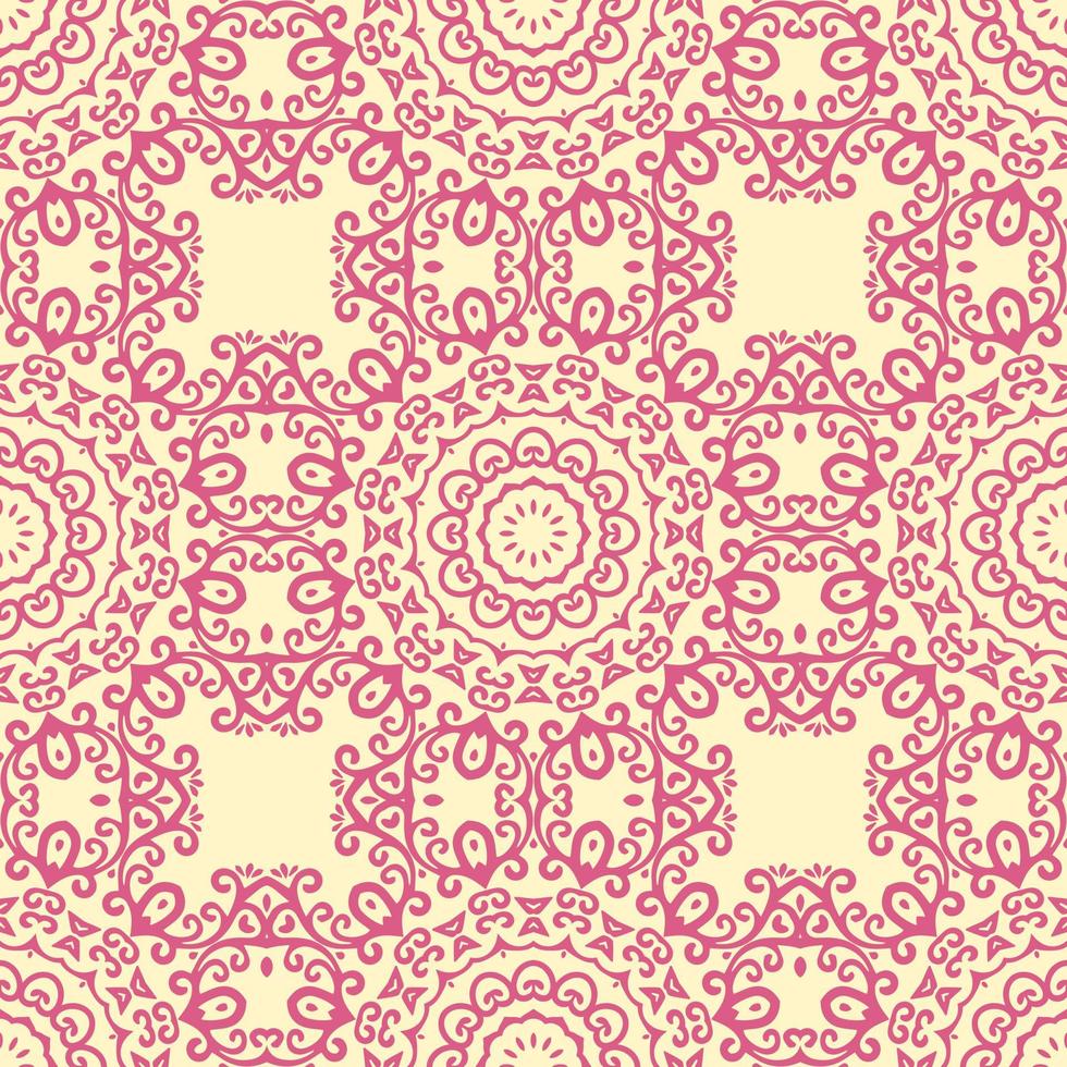 Floral seamless pattern with Mandala.Ethnic tiled ornament. Geometric print design. Vintage repeated background texture.Ceramic tiles texture. vector