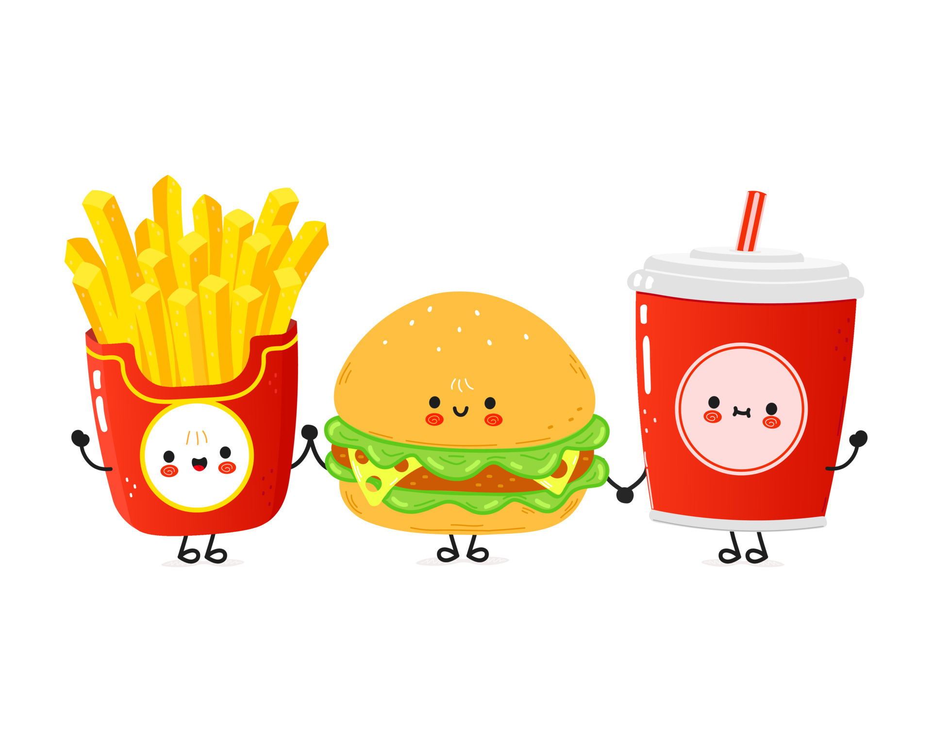 Food Doodle Food Cute Characters Clipart Pizza Burger Ice 