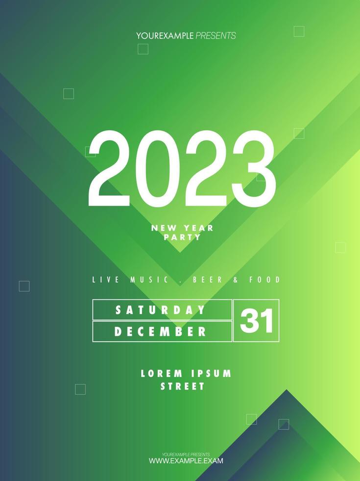 Resumen plantilla de póster de fiesta de año nuevo 2023. fondo de volante abstracto líquido vector