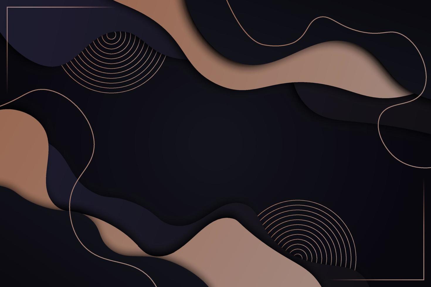 Dark and golden wavy shape with lines background. Vector. vector