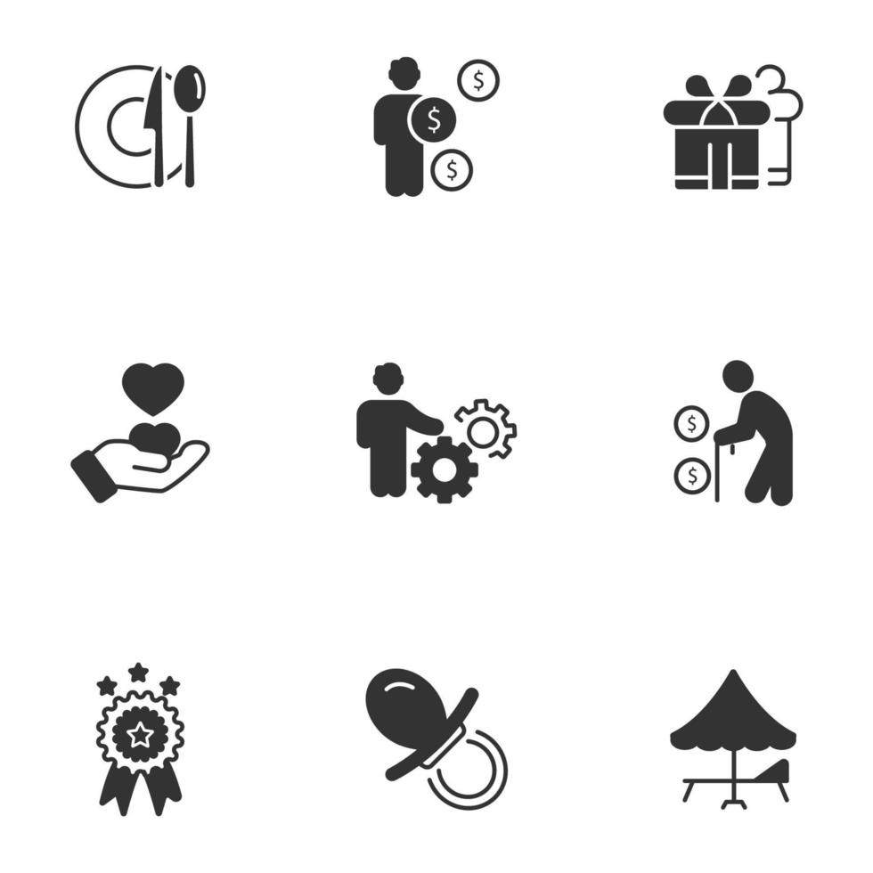 employee benefits icons set . employee benefits pack symbol vector elements for infographic web