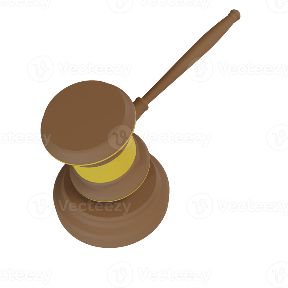 3d render hummer judge, justice and law concept. png file