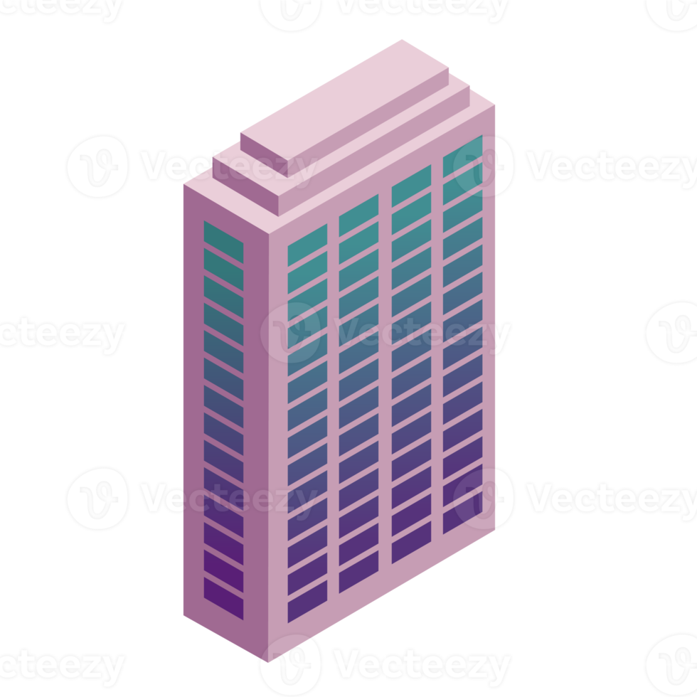 Isometric building icon, PNG with transparent background.