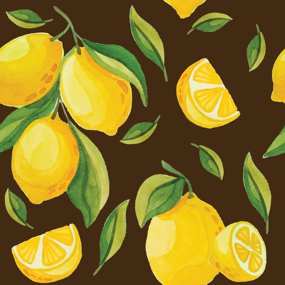 watercolor lemon fruit pattern vector