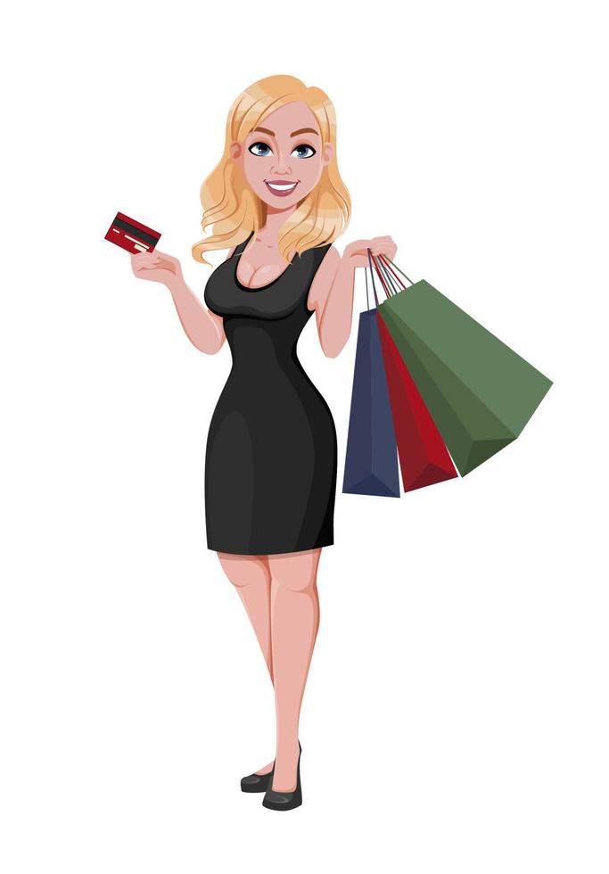 Black Friday sale concept. Beautiful woman vector