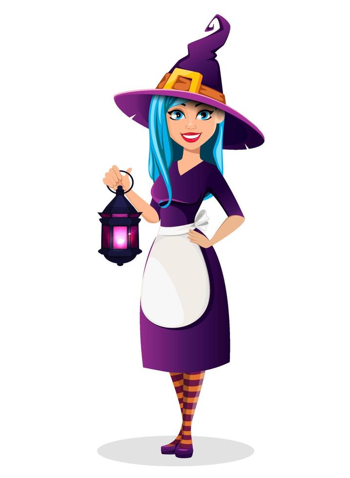 Halloween party. Beautiful lady witch vector