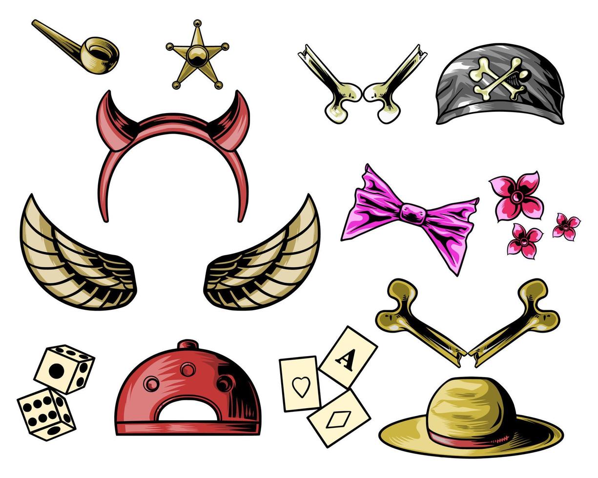 various objects, icons, ribbons, etc vector