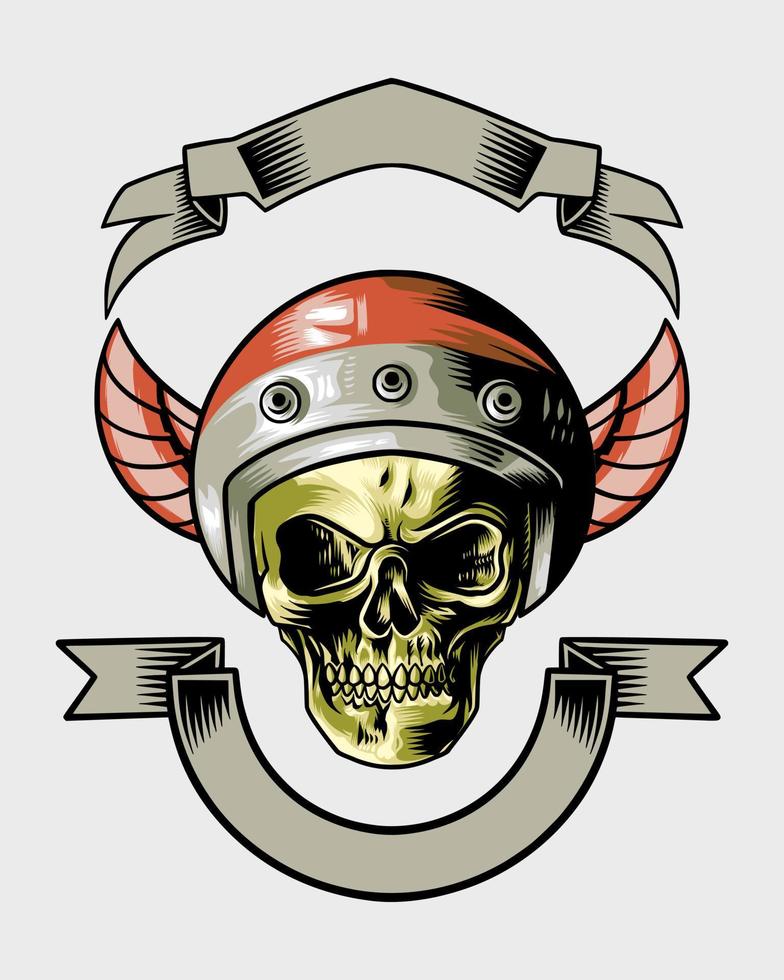 cool unique helmet skull illustration logo vector