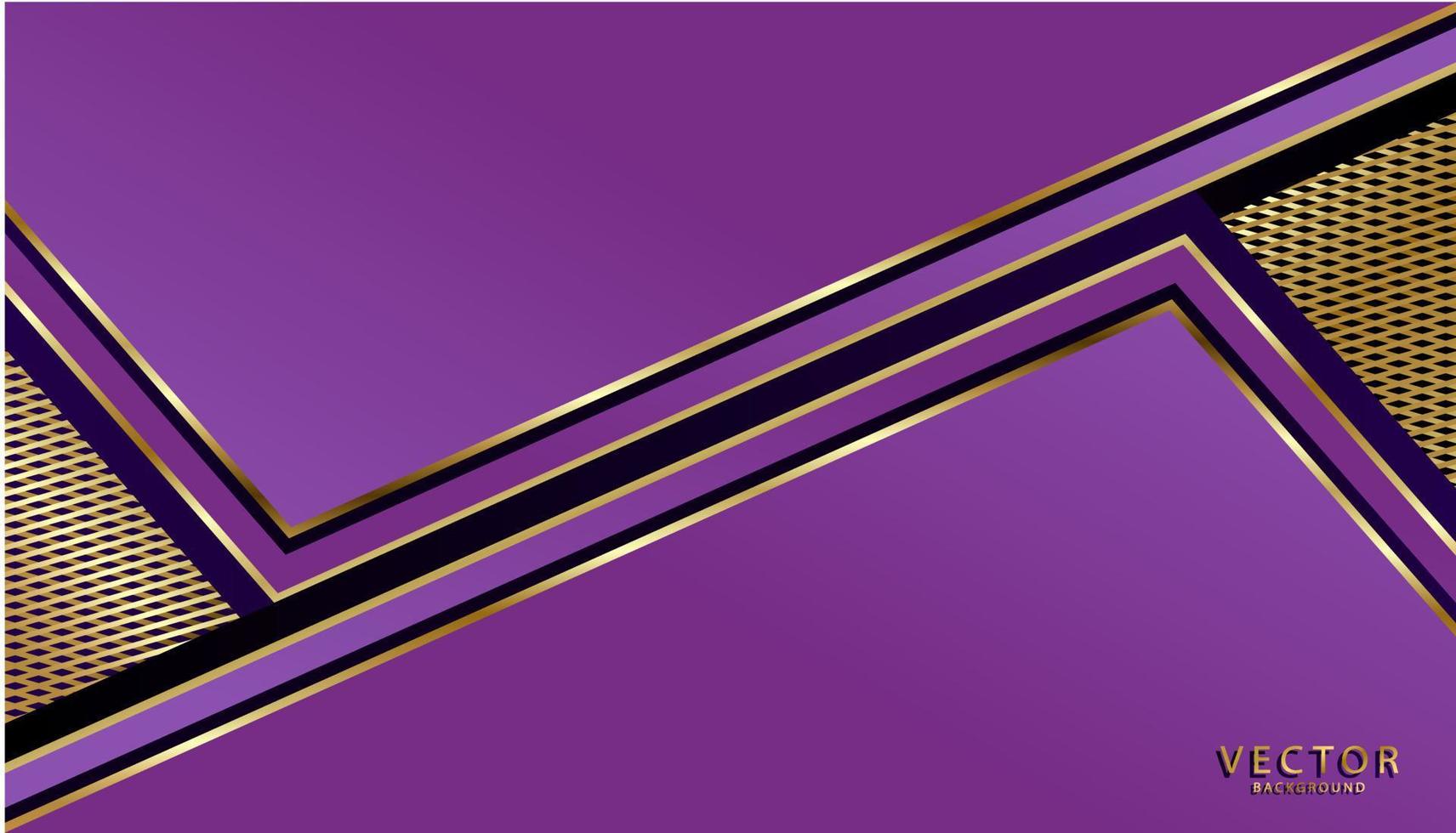 Abstract purple shape and lines background with golden colors. vector