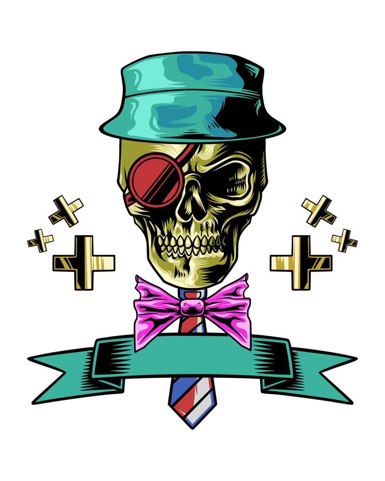 cool unique skull illustration logo vector