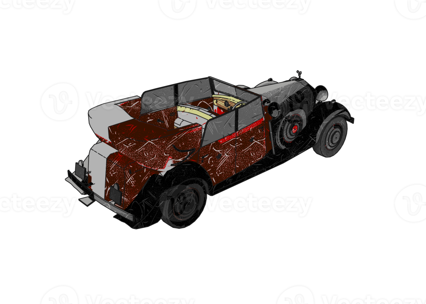 Grunge style classic car png