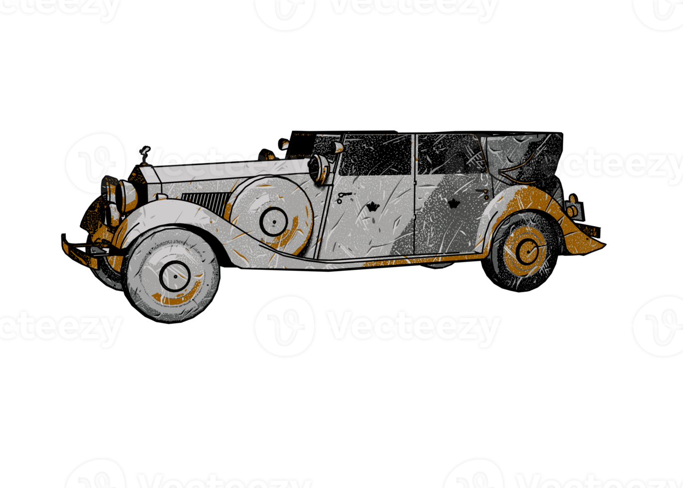 Grunge style classic car png