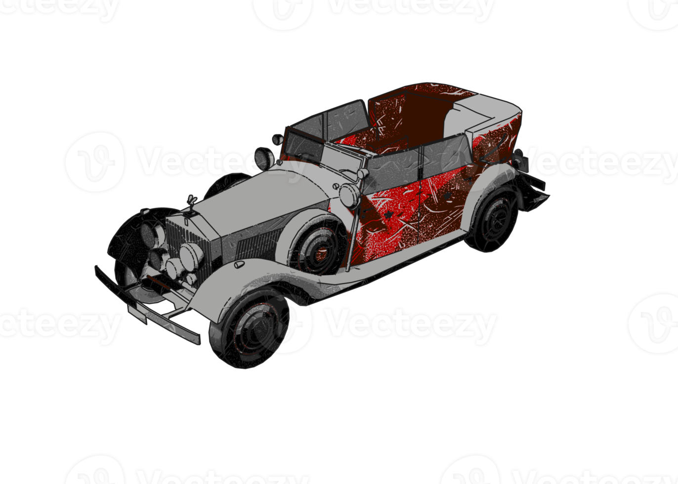 Grunge style classic car png