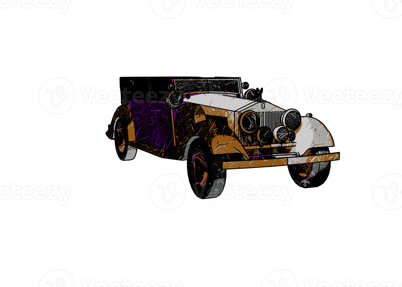 Grunge style classic car png