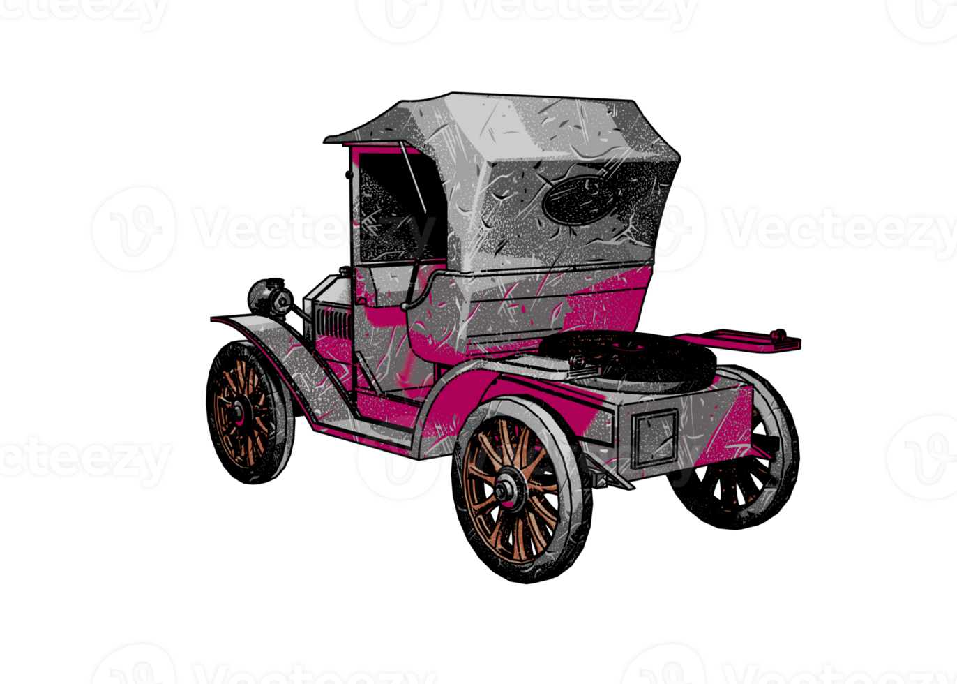 Grunge style classic car png