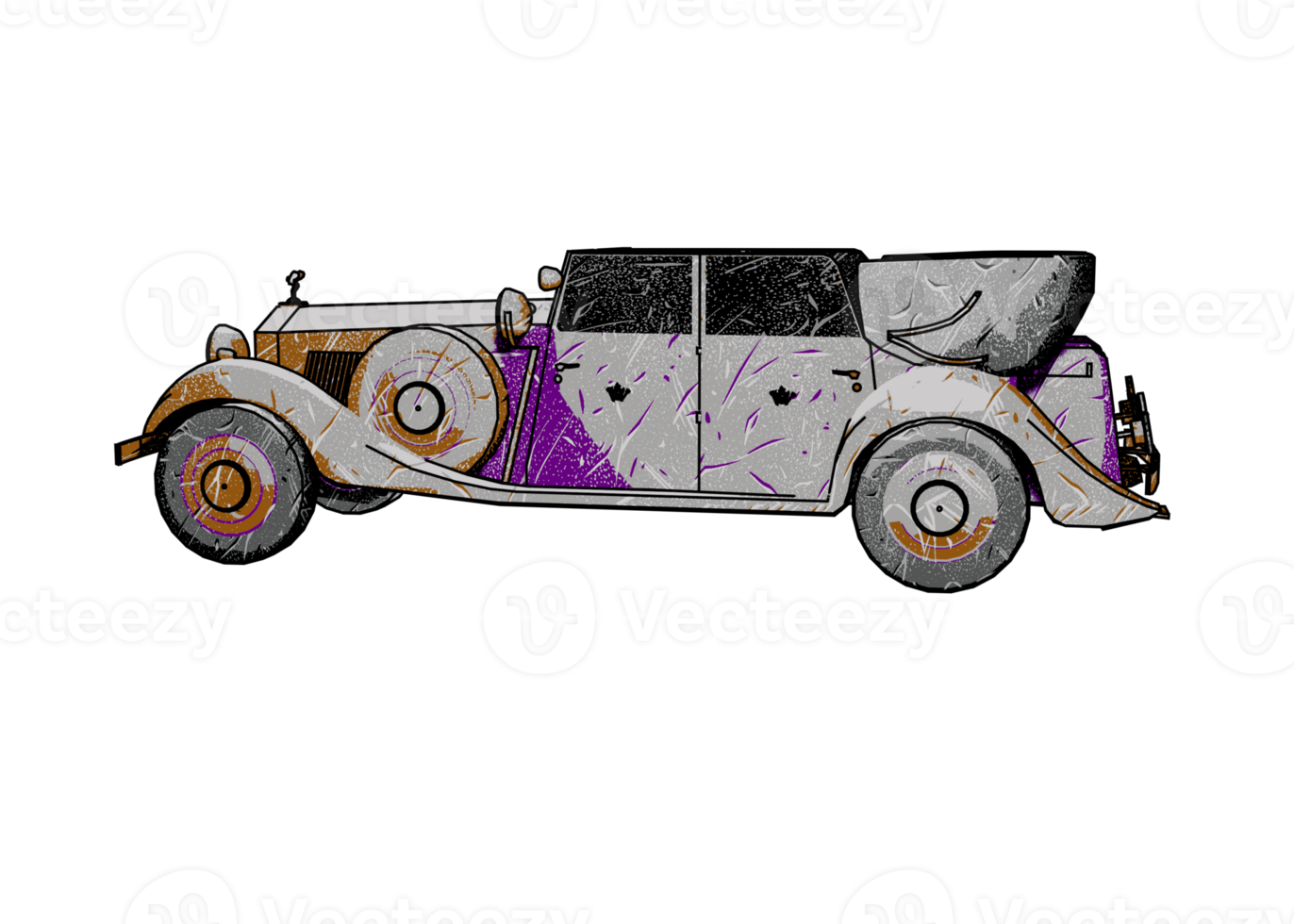 Grunge style classic car png